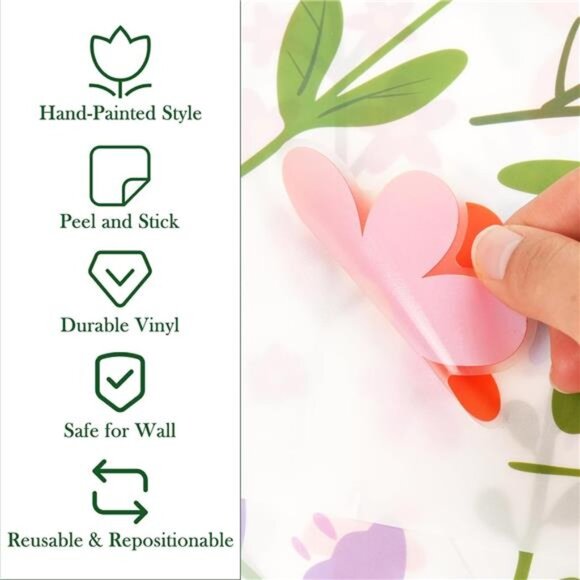 Floral Wall Decals 102 Pcs Peel Stick Flower Stickers Bedroom Kids Nursery Decor - Picture 4 of 8